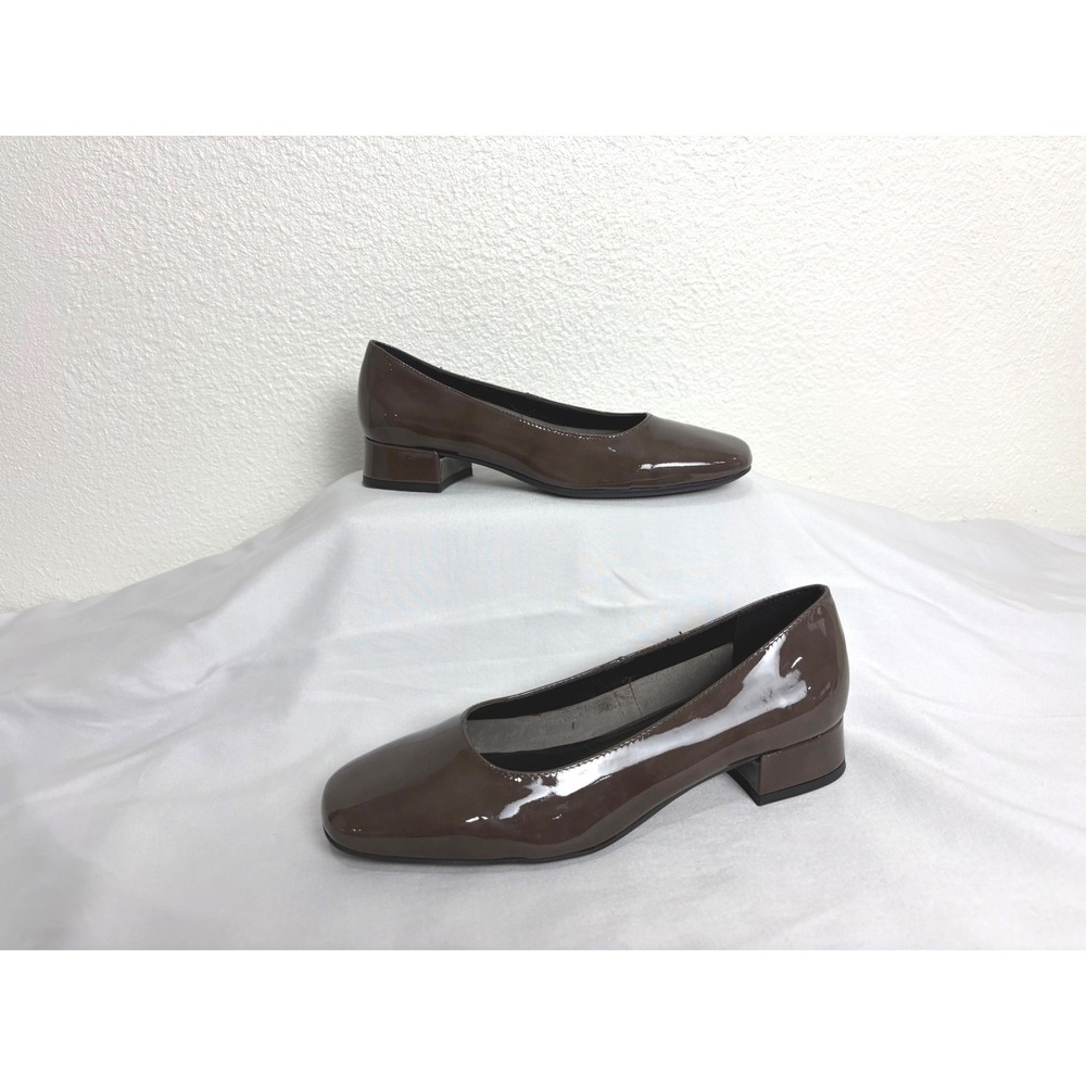 The Flexx Brown Shiny Square Toe Heels Women Size 8.5 Balletcore Business Casual
